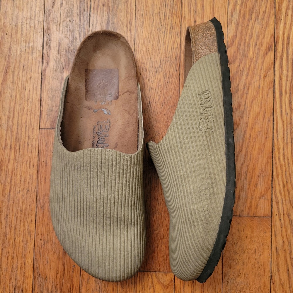 Birki's Birkenstock 41 Clogs Tan Ribbed Corduroy Slip On AMSTERDAM Loafers Boho